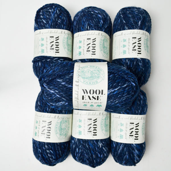 Blue "River Run" Lion Brand Wool Ease Thick & Quick Yarn - 7 Skeins