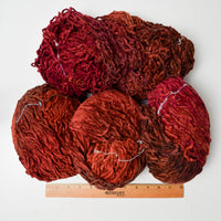 Red, Orange + Brown Cotton Chenille Yarn - 4 Large Skeins