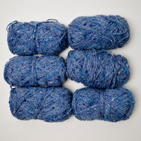 Blue Tweed Wool Yarn - 6 Skeins