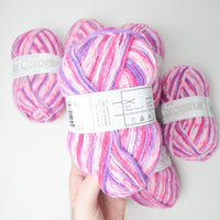 Pink + Purple Variegated Plymouth Encore Colorspun Acrylic + Wool Blend Yarn - 7 Skeins