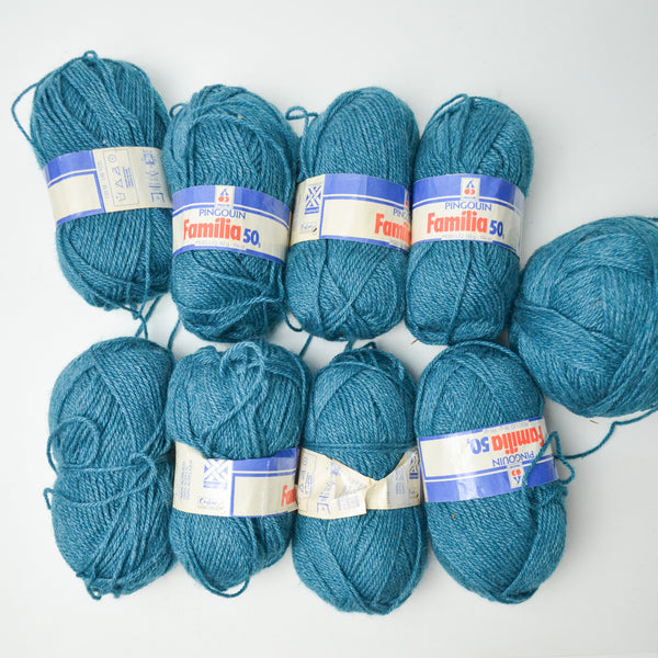 Teal Pingouin Familia 50 Acrylic Yarn - 8 Skeins + Extra