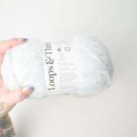 Light Blue Loops + Threads Heathered Tweed Polyester Blend Yarn - 2 Skeins