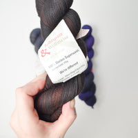 Dark Gray, Brown + Purple Rohrspatz + Wollmeise Merino Superwash Yarn - 3 Skeins