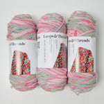 Green + Pink Variegated Loops + Threads Yarn - 3 Skeins