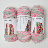 Green + Pink Variegated Loops + Threads Yarn - 3 Skeins
