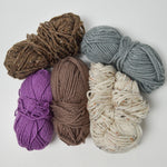 Brown, Gray + Purple Acrylic Yarn