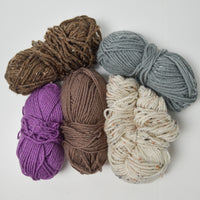 Brown, Gray + Purple Acrylic Yarn
