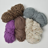 Brown, Gray + Purple Acrylic Yarn