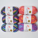 Variegated Lion Brand Mani-Pedi Superwash Wool + Nylon Blend Yarn - 6 Skeins