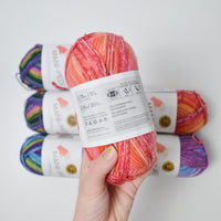 Variegated Lion Brand Mani-Pedi Superwash Wool + Nylon Blend Yarn - 6 Skeins