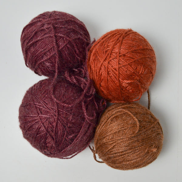 Purple, Brown + Rust Yarn - 4 Balls