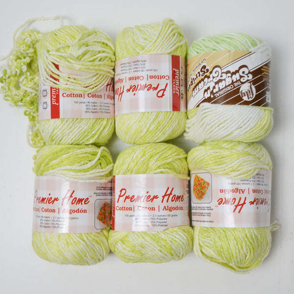 Green Cotton Yarn - 6 Skeins