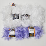 Purple + White Lion Brand Fun Fur Eyelash Yarn - 6 Skeins