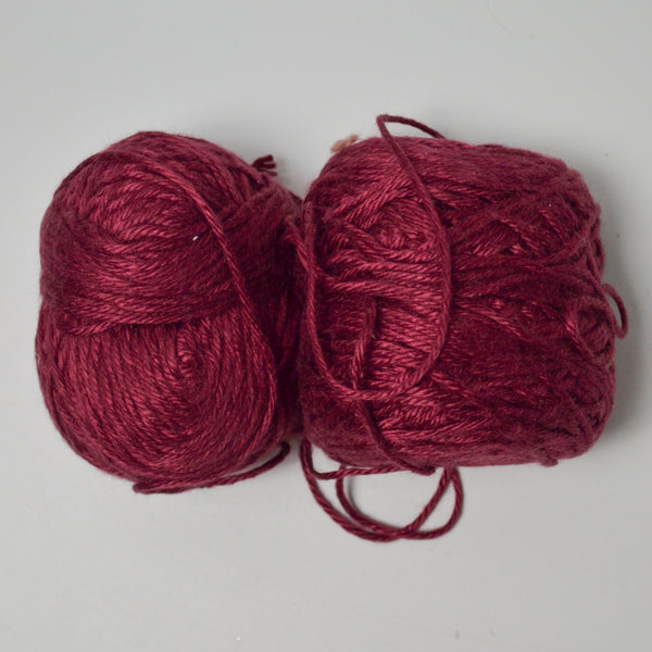 Burgundy Wool + Silk Blend Yarn - 2 50g Balls