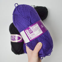 Purple + Black Tivoli Double Knit Acrylic Yarn - 4 Skeins