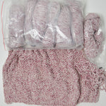 Mauve + White Loopy Bernat Linette Yarn + Project