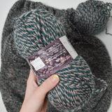 Green + Tan Marled Shetland Ragg Acrylic Blend Yarn - 3 Skeins + Project