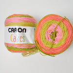 Green + Pink Caron Acrylic Blend Yarn - 2 Cakes