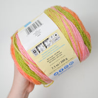 Green + Pink Caron Acrylic Blend Yarn - 2 Cakes