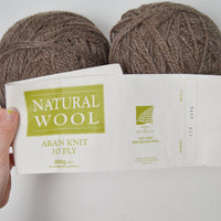 Light Brown Natural Wool Aran 10 Ply Yarn - 2 Skeins