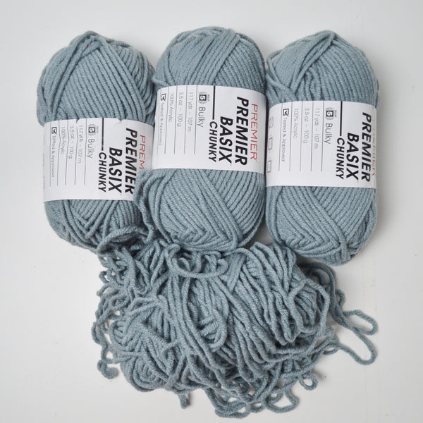 Light Slate Gray Premier Basix Chunky Yarn - 3 Skeins + Extra