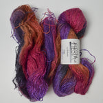 Pink, Purple + Orange Variegated Fiesta Mohair, Wool, Nylon + Rayon Blend Yarn - 2 Skeins