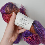 Pink, Purple + Orange Variegated Fiesta Mohair, Wool, Nylon + Rayon Blend Yarn - 2 Skeins