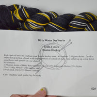 Black + Yellow Boston Bruins Dirty Water Dyeworks Sock Yarn - 2 Skeins