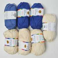 Blue + White Lion Brand 24/7 Cotton Yarn - 7 Skeins