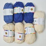 Blue + White Lion Brand 24/7 Cotton Yarn - 7 Skeins