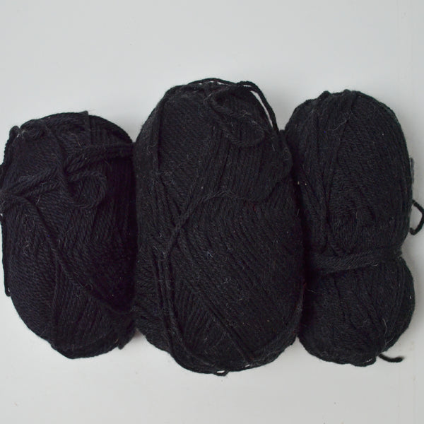 Black Acrylic Yarn - 3 Skeins