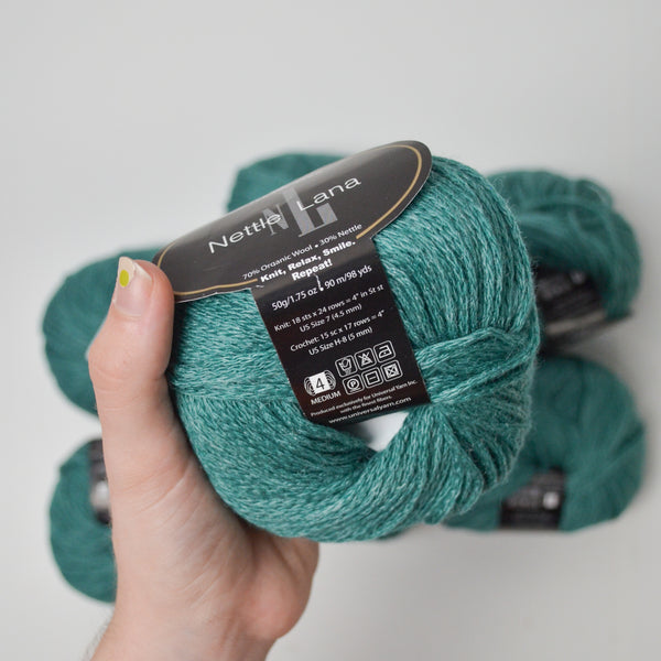 Green Universal Yarn Nettle Lana Wool + Nettle Blend Yarn - 7 Balls