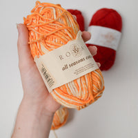 Orange Rowan All Seasons Cotton + Red Knit Picks CotLin Yarn - 5 Skeins