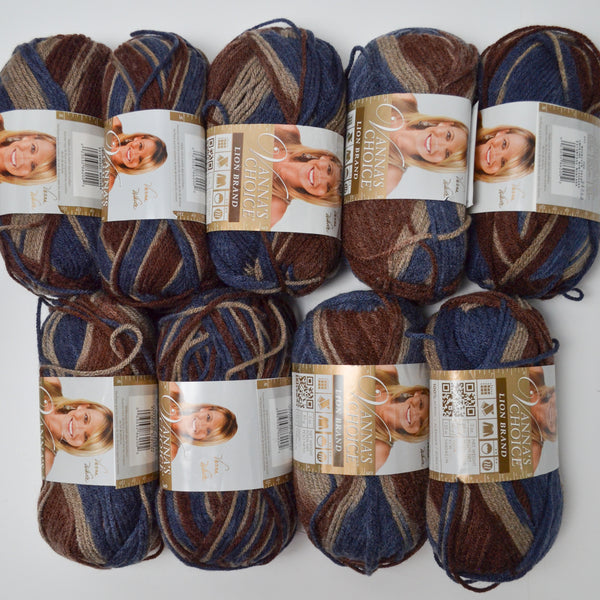 Dark Variegated Vanna's Choice Acrylic Yarn - 9 Skeins