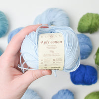 Blue + Green Rowan 4 Ply Cotton Yarn - 14 Balls