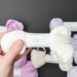 Purple + White Crystal Palace Yarns Baby Georgia Mercerized Cotton Yarn - 5 Skeins + Extras