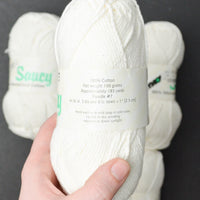 White Reynolds Saucy Mercerized Cotton Yarn - 5 Skeins