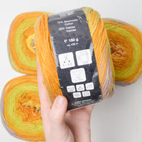 Yellow, Green + Orange Variegated Lana Grossa Gomitolo Felice Cotton + Rayon Blend Yarn - 4 Cakes