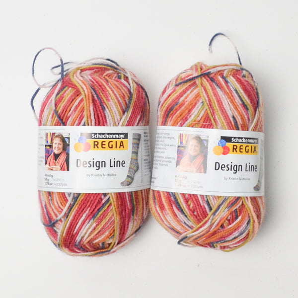 Variegated Regia Design Line Self Striping Sock Yarn - 2 Skeins