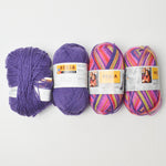 Purple + Pink Variegated Regia Wool Blend Sock Yarn - 4 Skeins