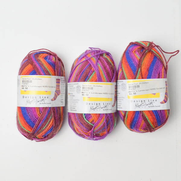 Rainbow Variegated Self-Striping Sock Yarn - 3 Skeins