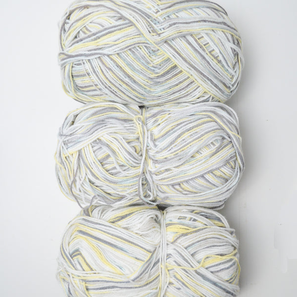 Gray + Yellow Variegated Yarn - 3 Skeins