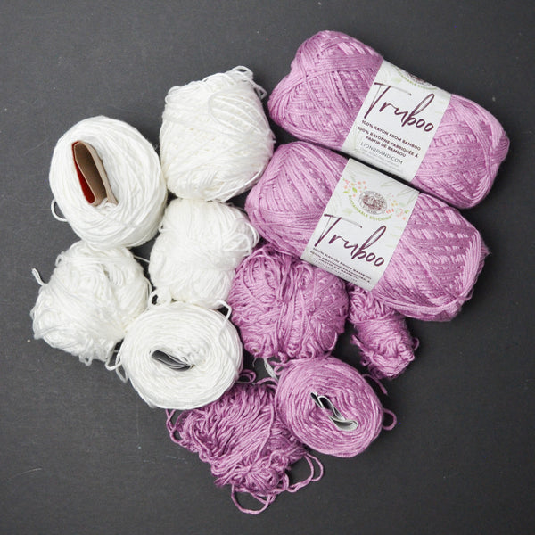 White + Pink Truboo Bamboo Blend Yarn - 11 Balls