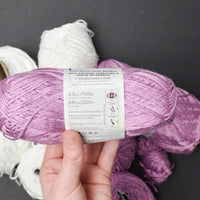 White + Pink Truboo Bamboo Blend Yarn - 11 Balls