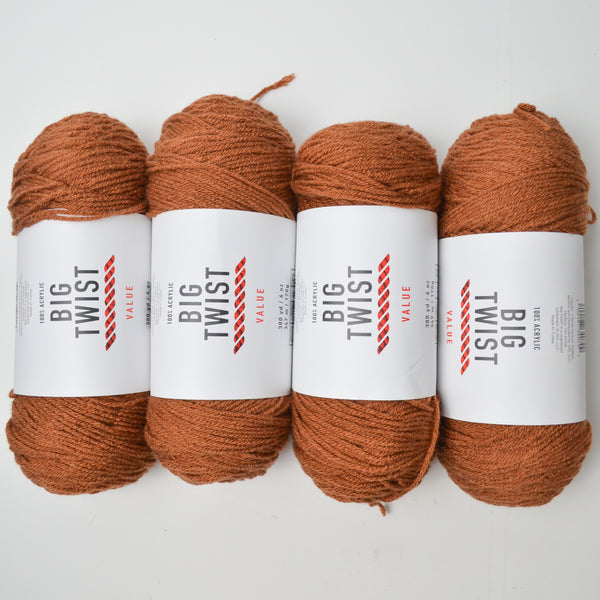 Warm Brown Big Twist Value Yarn - 4 Skeins