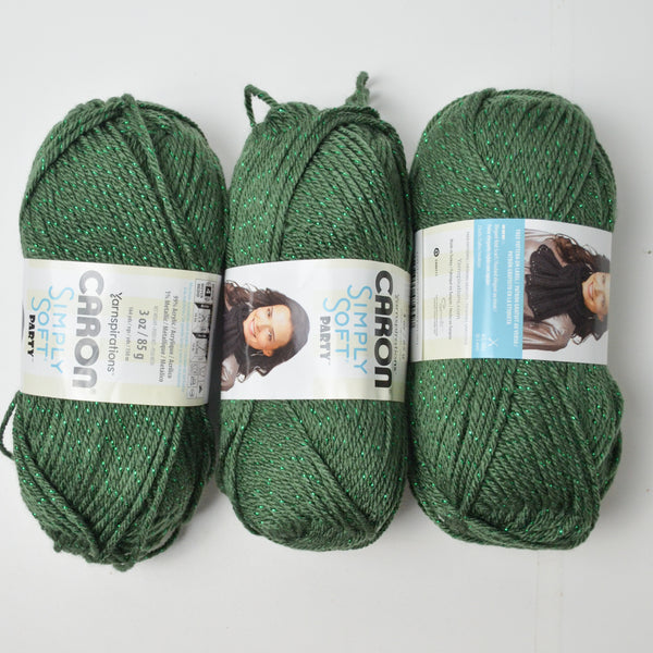 Green Caron Simply Soft Party Acrylic Yarn - 3 Skeins