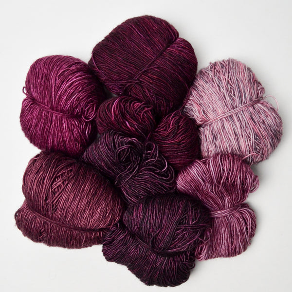 Purple Wool + Natural Fiber Yarn Bundle - 8 Balls