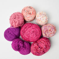 Pink Wool + Natural Fiber Yarn Bundle - 8 Balls