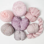 Light Pink, Purple + Gray Wool + Natural Fiber Yarn Bundle