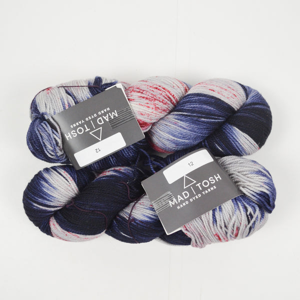 Blue, White + Red Madeline Tosh Tosh Sock Merino Wool Yarn - 2 Skeins